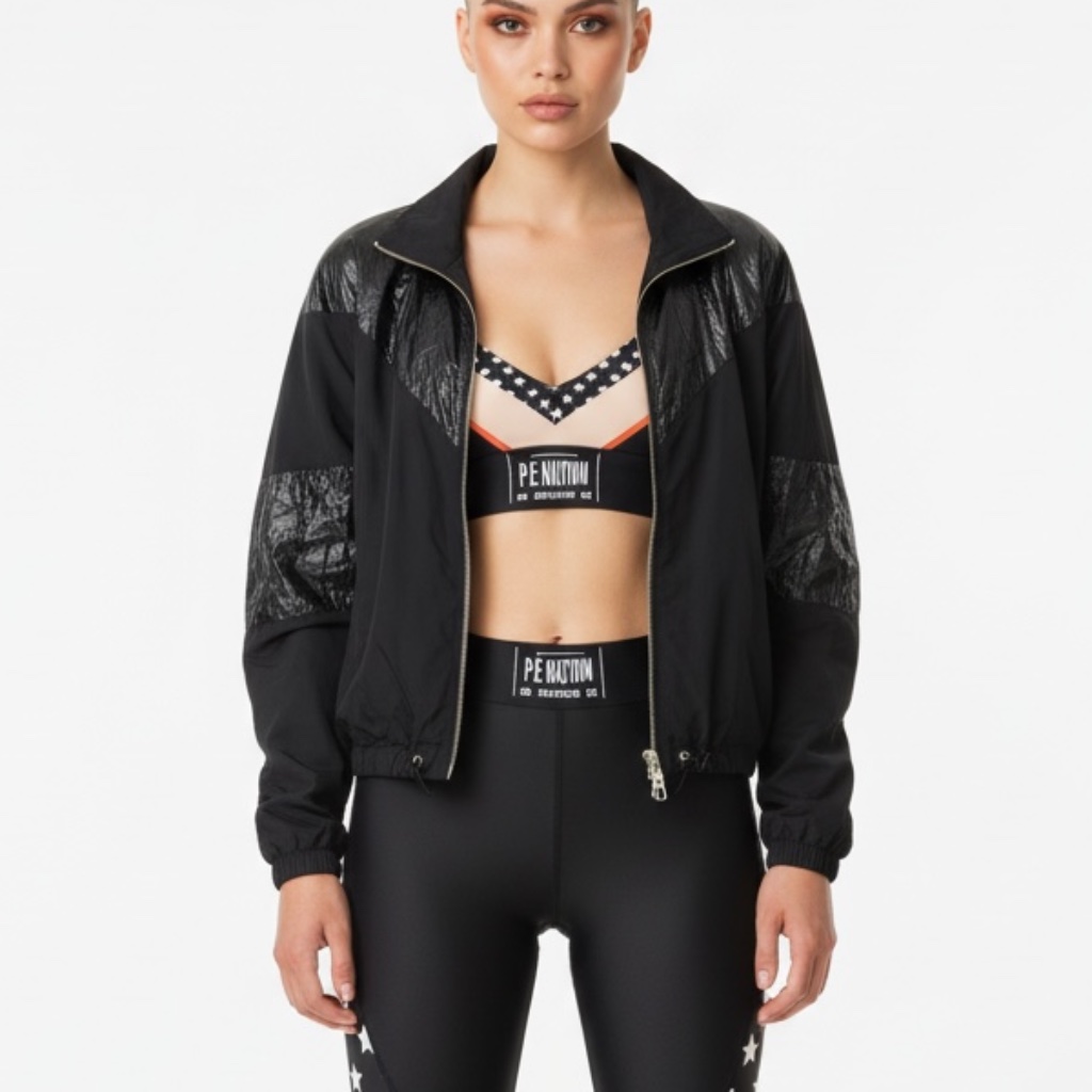 New P.E Nation Black Windbreaker Track Jacket Size Xs